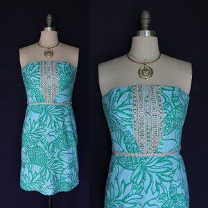 Lilly Pulitzer Originals Toucan Tango Print Bloomy Dress crochet crochet trim S